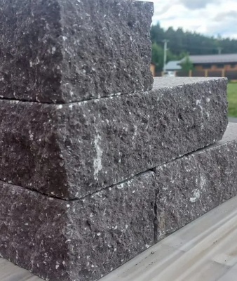 Кирпич шт. Рваный камень серый полнотел.(угол) правый 250*120*88 мм БП